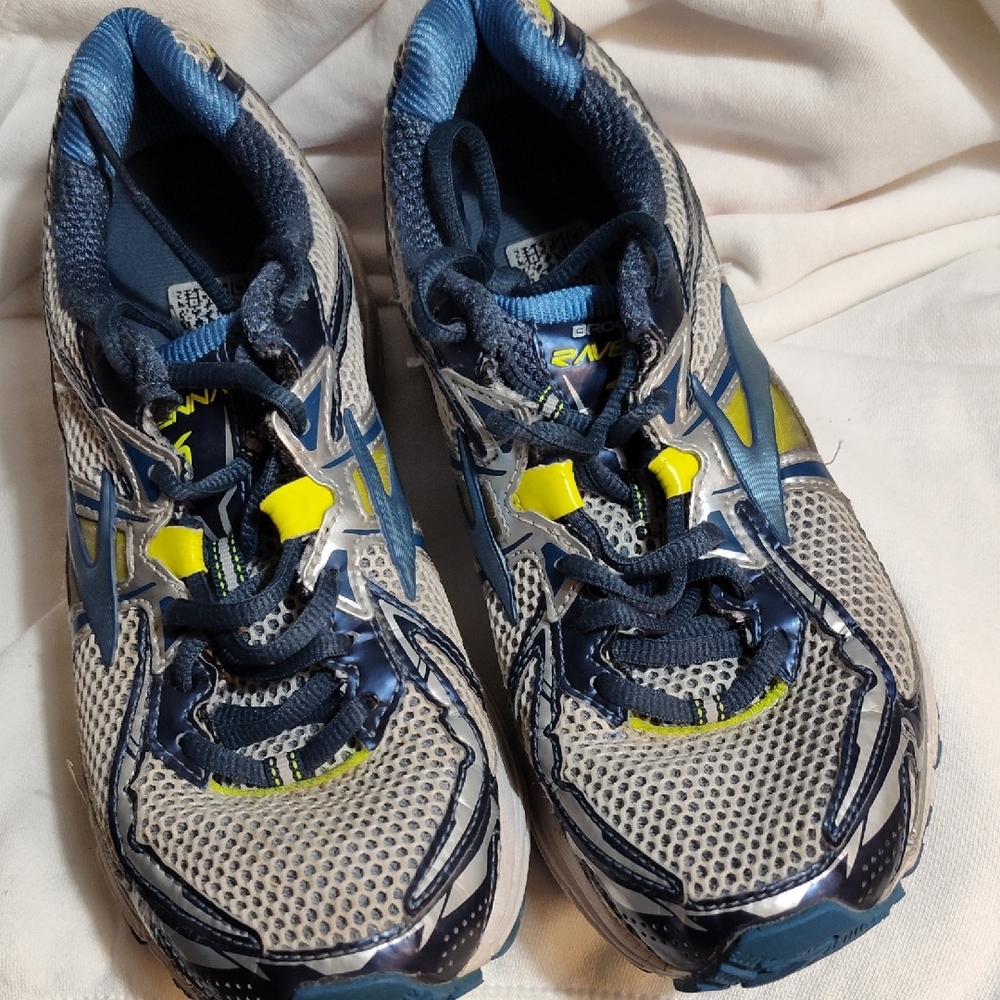 Blue and Yellow Athletic Shoes
